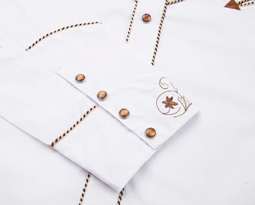 Men's Western Cowboy Shirt Embroidered Long Sleeve Casual Button Down Shirt4
