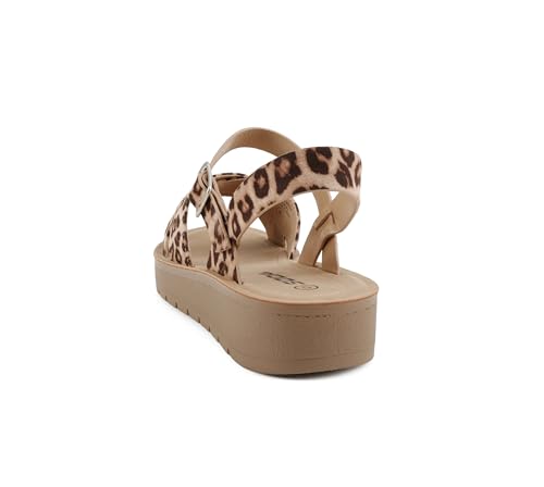 Image of Soda CHESTER ~ Women Flat Sandals Flatform Ankle Buckle Criss Cross Band Straps Sandals Shoes (Gold Raffia, 5.5)
