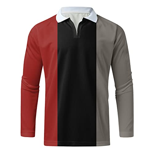 Camisa masculina casual outono inverno manga longa gola virada para baixo camiseta estampada blusa t