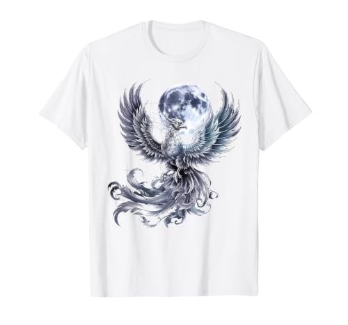 Image of Phoenix Full Moon Bird Phoenix Value Graphic T-Shirt, Men, White, L
