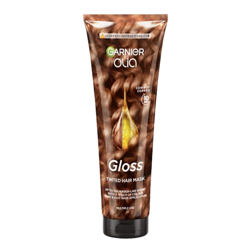 Garnier Olia Gloss - 10 Min Tinted Hair Mask Cowboy Copper Up to 72h Mirror-Like Shine* With A Touch Of Colour For Up To 6 Washes** - Corrects Up To 1 Year Of Damage***