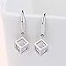 Cafurty 1 Pair Lady Fashion Silver Color Shiny Rhinestone Cube Dangle Earrings Copper Luxury Teardrop Earrings
