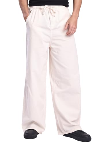 Image of BENE KLEED Men's Solid Cotton Trousers | Mid Rise Waist | Full Length | Relaxed Fit |