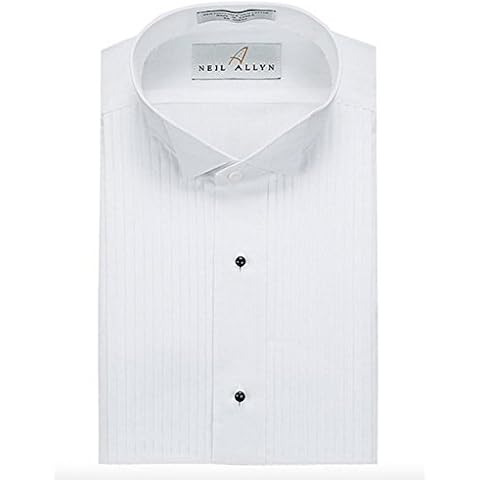 Neil Allyns Women's White Formal Pleated Tuxedo Shirt - White Cover
