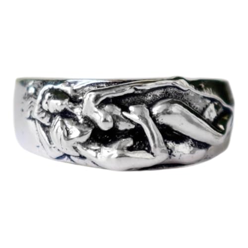 925 Sterling Silver Kama Sutra Pose Sexy Ring Beauty Skull Ring Abstract Lovers Jewelry Love Men's...