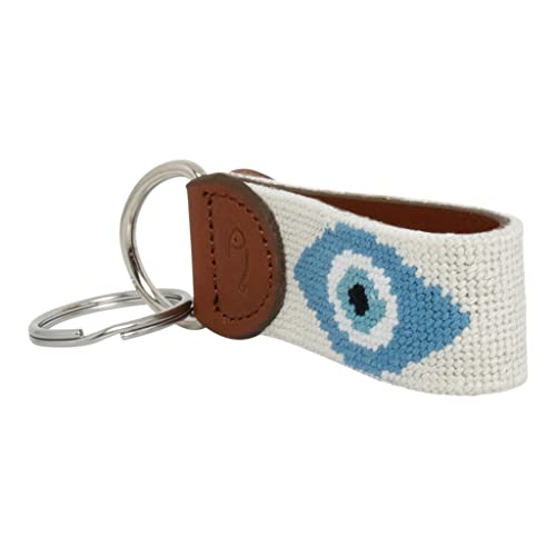 Image of Leather Hand-Stitched Needlepoint Key Fob or Key Chain