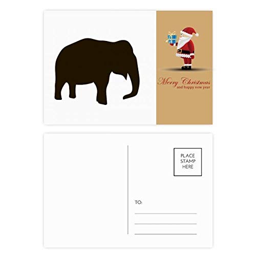 Lot de 20 cartes postales éléphant noir et Père Noël animal