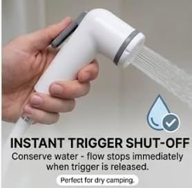 Bivi Universal Handheld Sprayer Head, 1/2" NPS‑M Thread, Trigger On/Off Replacement for RV Shower, Boat & Utility Sink – Water‑Saving Washdown Sprayer, White image 5