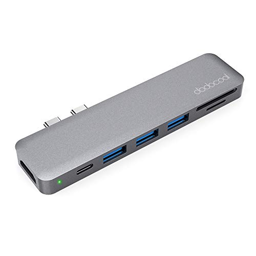 dodocool USB C Hub MacBook Pro Adapter, 7-in-1 Thunderbolt 3 Hub für MacBook Pro/MacBook Air mit 4K HDMI, Thunderbolt 3 100W PD, 3 USB 3.0, TF & SD-Kartenleser - Raumgrau
