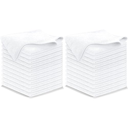 Image of USANOOKS Microfiber Cleaning Cloth - White - 24Pcs (12.5x12.5 inch) High Performance - 1200 Washes, Ultra Absorbent Car Towel Traps Grime & Liquid for Streak-Free Mirror Shine - Car Washing Cloth