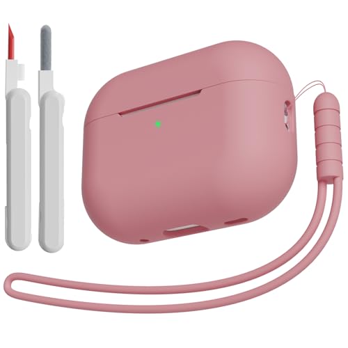 KOKOKA Coque Étui Compatible avec AirPods Pro 2/1 2023/2022/2019 avec Kit de Nettoyage et Lanière en Silicone, Housse en Silicone Etui de Protection pour...