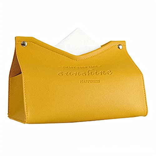 Chytaii Kosmetiktücher Box, Tissue Box aus Leder, Nordischen Stil Taschentuchbox, für Büro/Auto/Badezimmer/Hause Dekoration, Gelb Cover