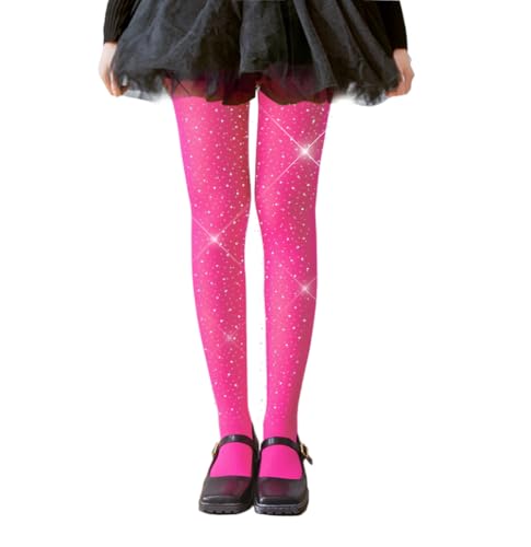 Image of LUCKELF Girls Glitter Tights, Soft Opaque Tights Sparkle Rhinestone Tights School Dress Dance Stockings