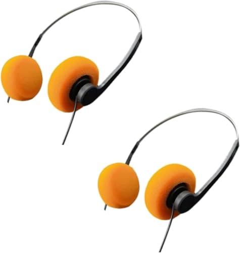 Image of 2 Pcs Orange Retro Over-Ear Headphone,Vintage Feelings Underwire Headphone,Hi-Fi Stereo Earphone Headset, Retro Lightweight Earphones for Most Mobile Phones Playback Pevices Headphones