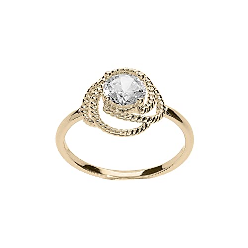 Bague plaqué or noeud d'amour précieux et oxyde blanc étincelant