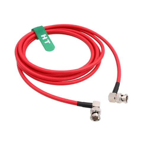 HangTon 12G 4K Raw SDI Coaxial Video Cable BNC to BNC Canare LV-61S 75 ohm for Canon Blackmagic Camera Monitor Flexible Shielded 1.5M Red Right Angle
