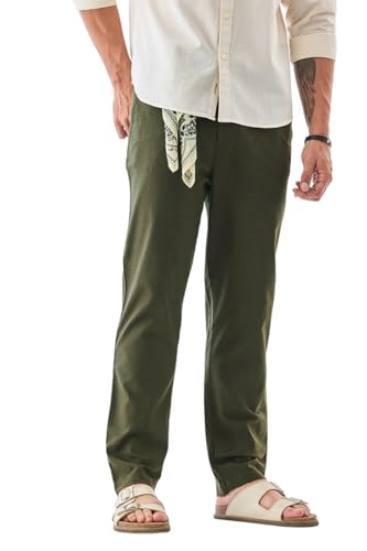 Image of SNITCH Men Trousers | Slim Fit Mid Rise Solid Design | Rayon Blend with Medium Stretch & Smooth Texture | Button & Zip Closure for Casual & Office Wear