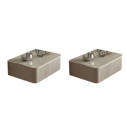 Juego de 2 mesitas de noche flotantes de madera montadas en la pared con cajón para dormitorio y sala de estar, mesas auxiliares que ahorran espacio (50 cm)