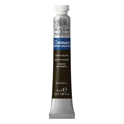 Image of Winsor & Newton Cotman Water Colour - Tube of 8 ML - Ivory Black (331) - Highly Pigmented, Vibrant, Vivid & Intermixable Artists' Water Colour Paints - More Colours Available | Introductory Watercolor made with Fine Art Pigments, Perfect for Beginners, Lightfast & Permanent, Good Tinting Strength