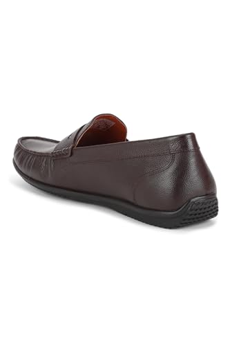 Image of Louis Philippe Men Premium Leather Breathable Lining Material Anti Slip Flat Heel Rubber Sole Formal Loafers