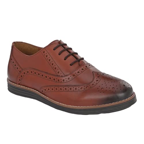 Image of Legwork Men's Leather Laser Neo Brogue Oxford 2.0 Shoes for Men and Boys