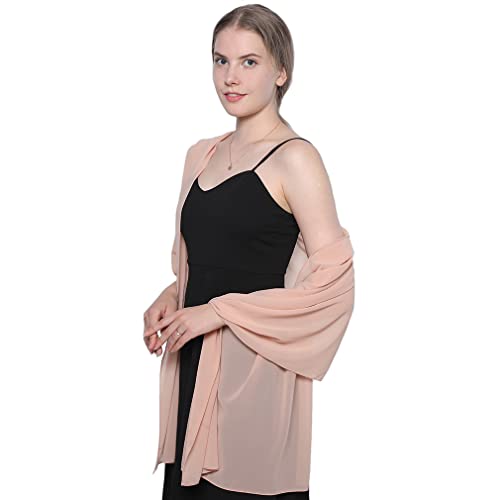 LMVERNA Simple Chiffon Shawls and Wraps for Evening Dresses Silky Long Wrap Scarves for Wedding Party2