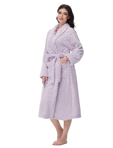 Yurhap Premium Robes for Women - Super Soft Cozy Fleece Womens Robe Plush Long Bathrobe