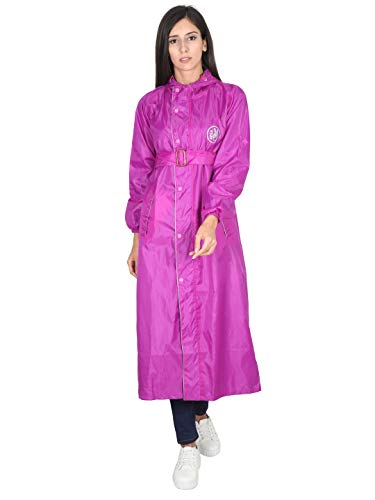 Image of FabSeasons Waterproof Long /Full Raincoat for Women with Adjustable Hood and Reflector at Back for Night Visibility. Pack Contains Top and Storage Bag