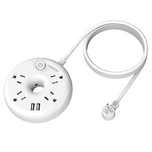 10 Ft Extension Cord, Ntonpower 4 Outlets 2 Usb Nightstand Charging Station, Compact Wall Mountable, Circuit Breaker For Home, Office, Dorm Essentials, White #TOP6