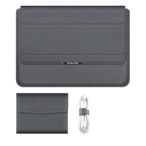 Funda para portátil Cicilin de cuero PU gris 13-14 pulgadas miniatura 1