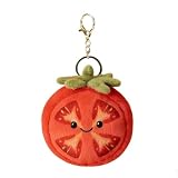 ZINRUIMO Tomato Slice Plush Bag Charm for Women, Cute Smiling Stuffed Vegetable Keychain, Emotional Support Food Plushie for Tote Purse, Soft Stress Relief Backpack Accessory for Adults