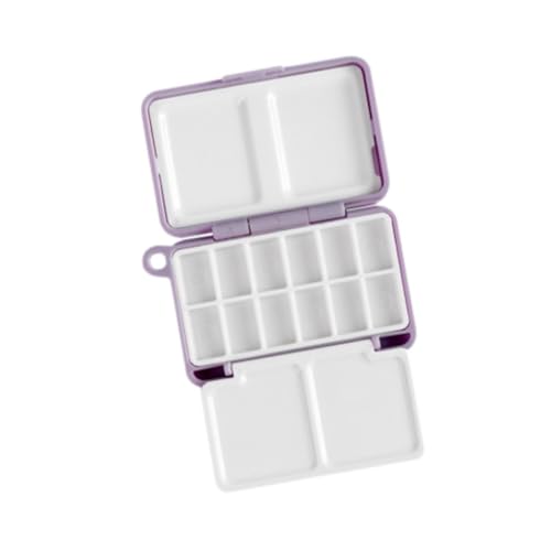 Colaxi Watercolor Palette Case Travel with Mixing Area with Lid Mini Paint Box Gouache Mixing Tray for Graffiti Nail Art Acrylic Painting, Portable 12 Colors Paint Palette Box for Adults Kids, Violet