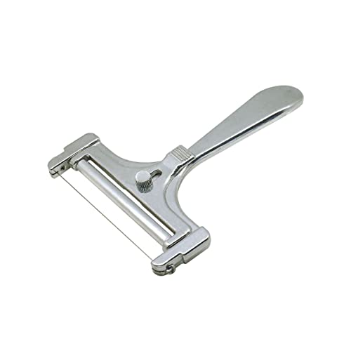 Fackelmann 45861 Taza de queso en rodajas de aluminio con rodillo e hilo de corte, cortadora de queso, porcionadora de queso, utensilio de cocina, Aluminio, Gris, 15 cm