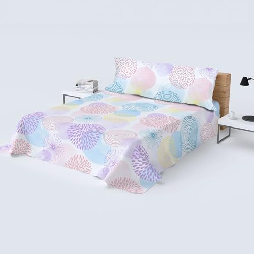 HOMEYA - Juego de sábana Cama 90cm - Juego de 3 Piezas - sábana encimera 165x260, Bajera Ajustable 90x190, Funda Almohada 45x110, Estampada