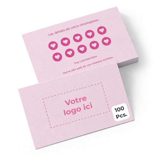 Cimpress Cartes de Fidélité Personnalisées pour Instituts de Manucure, Lot de 100, avec Votre Design, Logo ou Texte, Papier Naturel Non Couché 324 g/m²,...