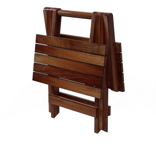 Image of Patio Folding Wooden Coffee & Tea Table, Outdoor Square Portable End Desk for Picnic, Camping, Dining, Balcony and Garden Bistro Side Table, 15x15x15 Inches