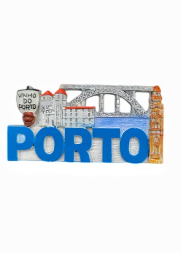 Porto Portugal - Imán para nevera de recuerdo turístico, decoración de refrigerador, pegatina magnética pintada a mano, colección artesanal Cover