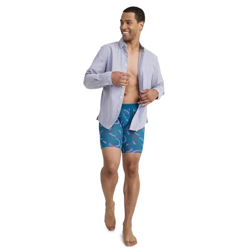 Jockey Men's Underwear Chafe Proof Pouch Cotton Stretch 8.5" Long Leg Boxer Brief - 3 Pack, Future Dusk/Spliced Circles/Ocean Sky, XL4