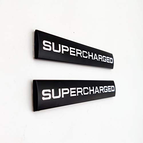 2X Metal Supercharged Logo Car Emblem Premium Auto Badge Rear Trunk Sticker Side Fender Decal (Black&White) #TOP3
