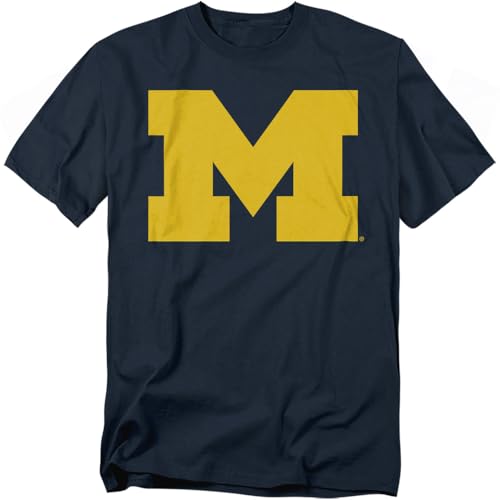 LOGOVISION University of Michigan Logo Unisex Adult T Shirt, Navy, X-Large