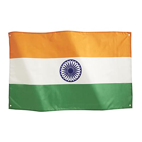Runesol India National Flag 3x5, 91x152cm, Indian Tricolour, Ashoka Chakra, Holi, 4 Grommets, Brass Eyelet in Every Corner