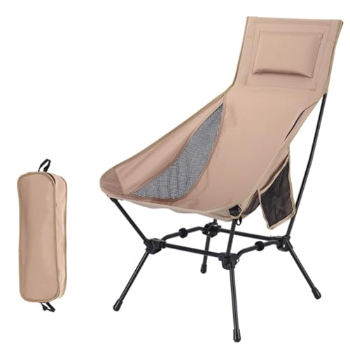 Leggera Sedia da Campeggio Sedia Compatta da Esterno Schienale Alto Sedie da Campeggio Traspiranti con Tasca Laterale Portante 120 kg per Campeggio Giardino Pesca Terrazza