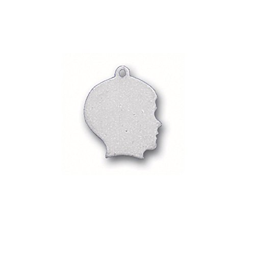 Sterling Silver Engraveable Boy Head Silhouette Charm Item #2409