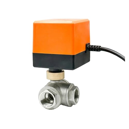 Vanne à bille électrique DN15 à 3 voies acier inoxydable CR02 T-type 24VDC