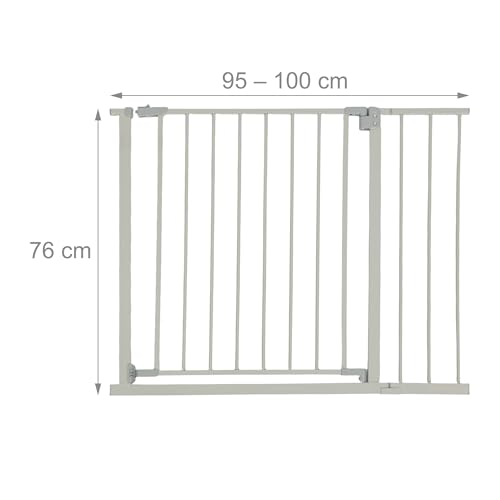 Relaxdays Treppenschutzgitter, 95–100 cm, ohne Bohren, Baby & Kleinkind, Treppe & Tür, Türschutzgitter zum Klemmen, grau