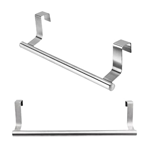 HXHWKEN 2Psc Porta Asciugamani Portasciugamani in Acciaio Inossidabile da Appendere Sopra la Porta Porta Appendi Strofinacci Senza Forare per Cucina Bagno (23cm)