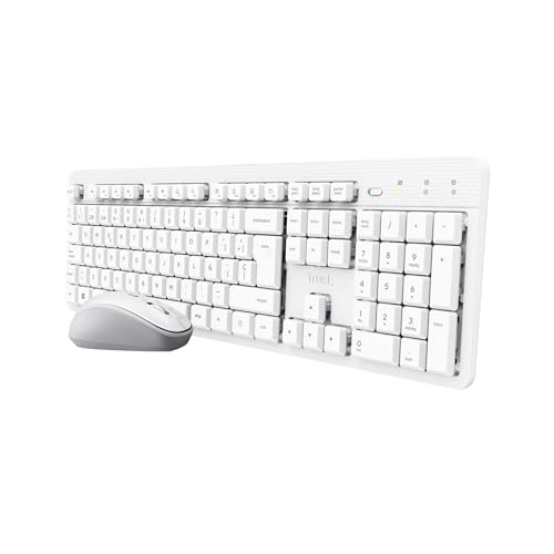 Materiale di alta qualità Trust ODY II Layout spagnolo QWERTY Set tastiera e mouse Senza fili Bianco