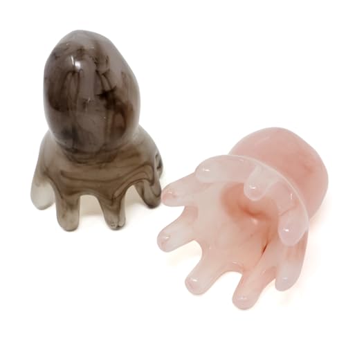 yueton Massageador de couro cabeludo de polvo, 2 peças, gua sha, relaxante, criativo, 8 tentáculos,