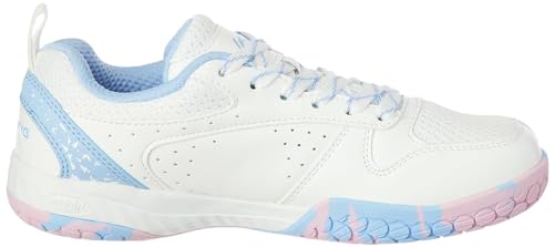 Image of Li-Ning Ultra Power Non-Marking Unisex-Adult Badminton Shoe|Indoor Sports|Stability Heel, Prototypical Sole, Lightweight Shoe (White /Lt Blue,UK 1)