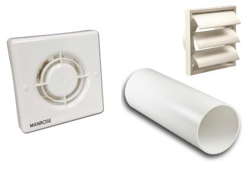 XF100P Pullcord Fan Complete 4" 100mm Wall Kit with Gravity Grille Bathroom Shower Extractor Fan